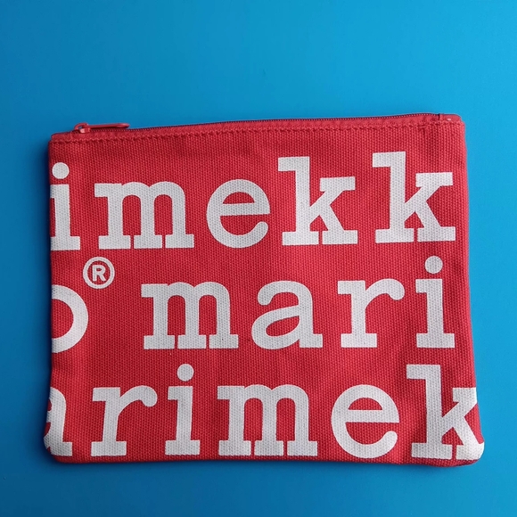 NWOT Marimekko 1 White Logo Tote Bag and 1 Red Zipper Pouch Set - Picture 6 of 7